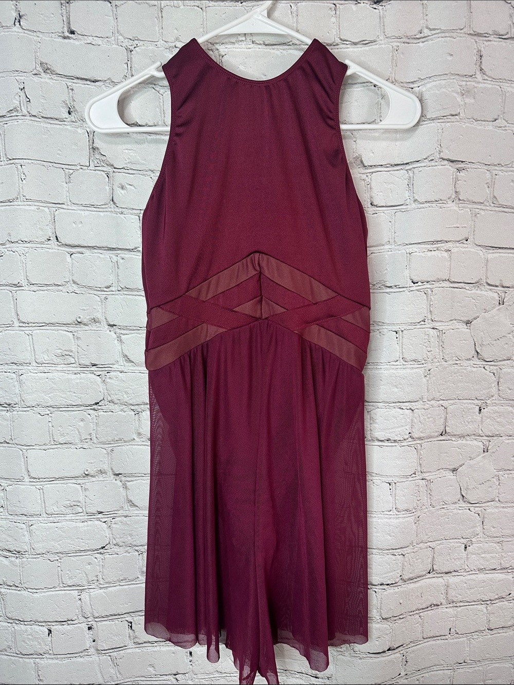 Revolution Dancewear Burgundy Mesh Lyrical Dance Costume Adult M